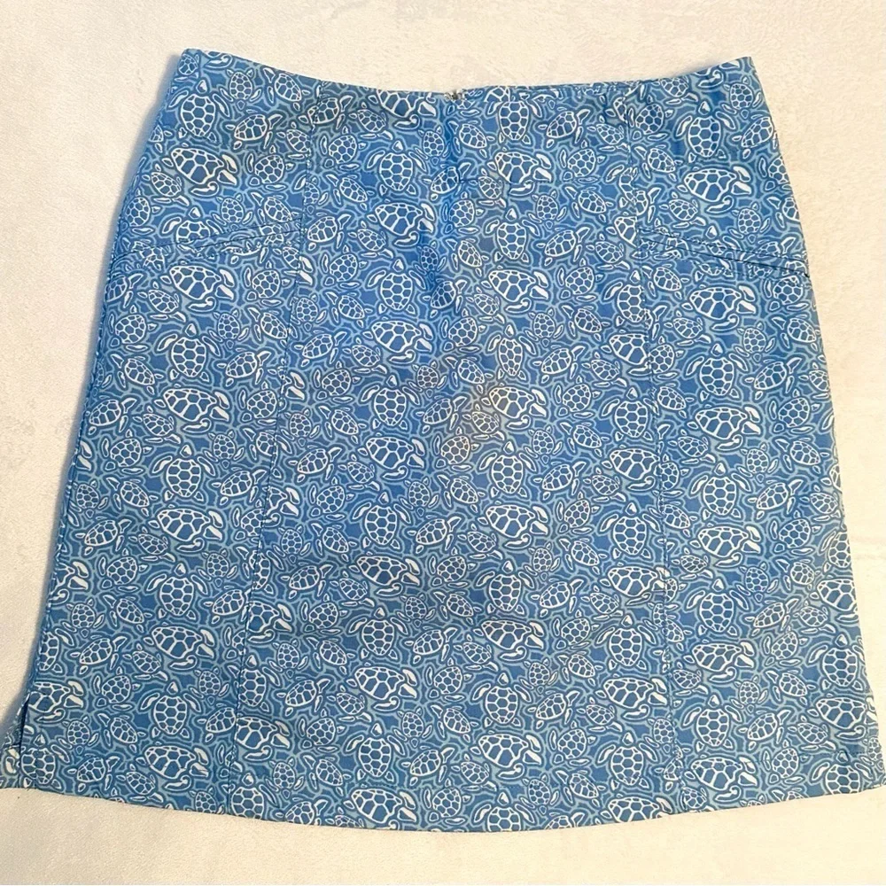Vineyard Vines Cotton Blue White Sea Turtle Print Fully Lined Mini Skort 0 NEW